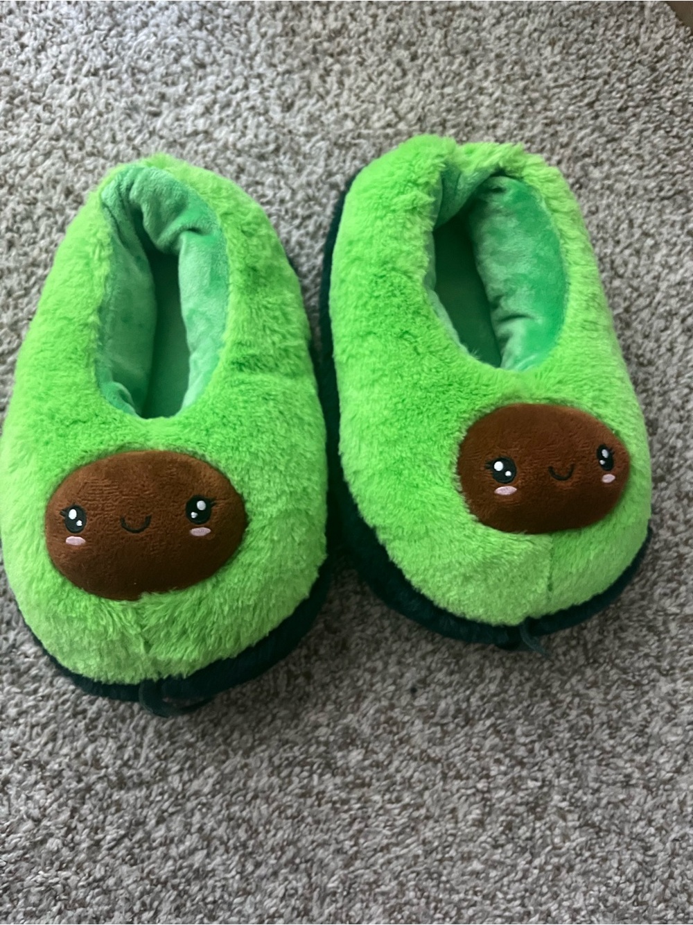 Plush Avocado One-Piece Slippers - Bright Green